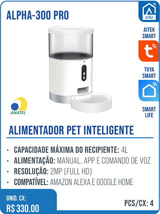 ALIMENTADOR PET INTELIGENTE UNID. CX: R$ 330.00 PCS/CX: 4