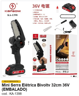Mini Serra Elétrica Bivoltv 32cm 36V R$ 99 PC/CX:12