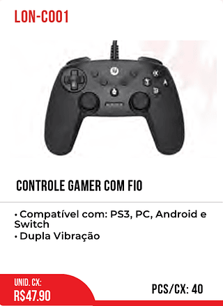 Controle Gamer Com Fio 40pç=47,9$