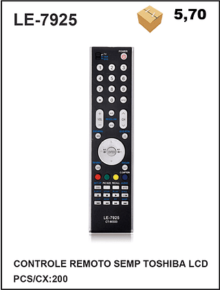 CONTROLE REMOTO SEMP TOSHIBA LCD 200PÇ=5,7$