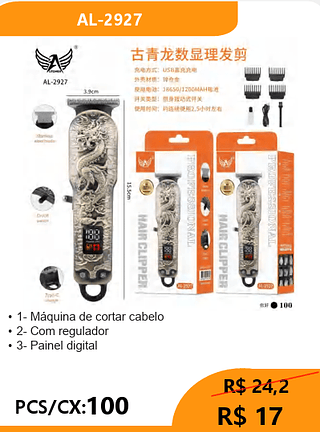 Máquina de cortar cabelo PCS/CX:100 R$ 17
