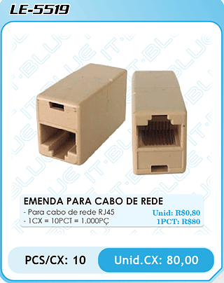 EMENDA PARA CABO DE REDE PCS/CX: 10 Unid.CX: 80,00