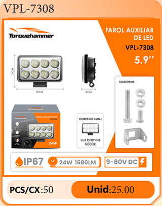 FAROL AUXILIAR DE LED 5.9" PCS/CX:50 Unid:25.00
