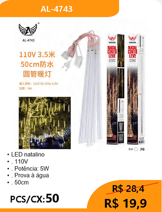LED natalino PCS/CX:50 R$ 19,9