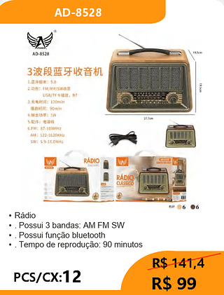 RÁDIO PCS/CX:12 R$99