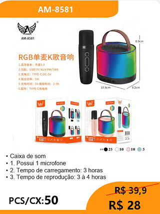 Caixa de som PCS/CX:50 R$ 28