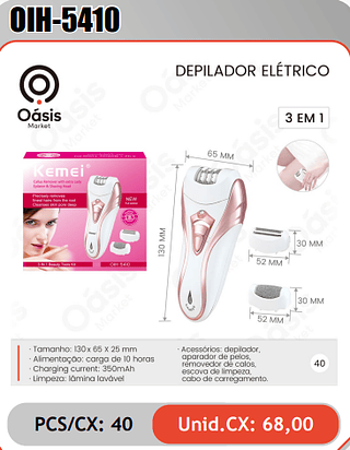 DEPILADOR ELETRICO PCS/CX: 40 Unid.CX: 68,00