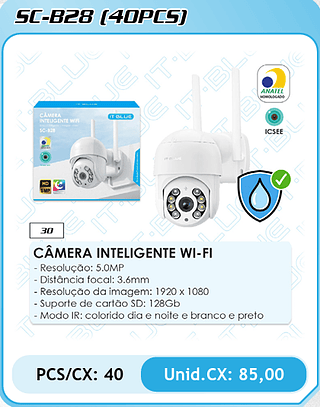 CÂMERA INTELIGENTE WI-FI PCS/CX: 40 Unid.CX: 85,00