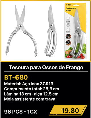 Tesoura para Ossos de Frango 96PCS R$19.80