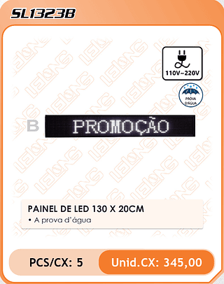 PAINEL DE LED 130 X 20CM 5PÇ=345$