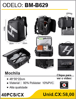 Mochila 40PCS/CX Unid.CX:58,00