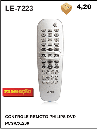 CONTROLE REMOTO PHILIPS DVD 200PÇ=4,2$