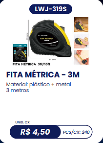FITA MÉTRICA - 3M UNID. CX: R$ 4,50 PCS/CX: 240