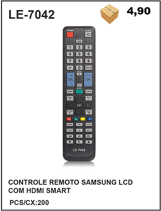 CONTROLE REMOTO SAMSUNG LCD COM HDMI SMART 200pç=4,9$