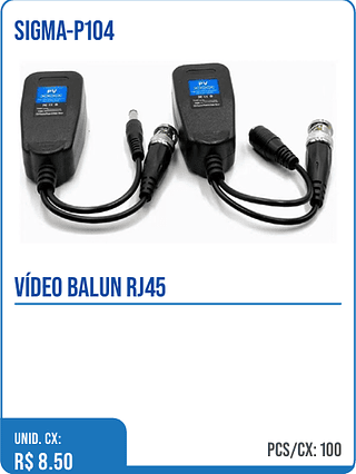 VÍDEO BALUN RJ45 UNID. CX: R$ 8.50 PCS/CX: 100