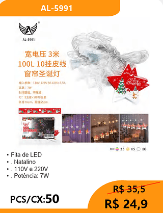 Fita de LED PCS/CX:50 R$ 24,9