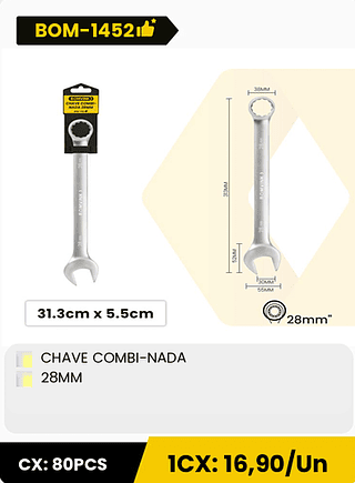 CHAVE COMBI-NADA 28MM CX: 80PCS 1CX: 16,90/Un