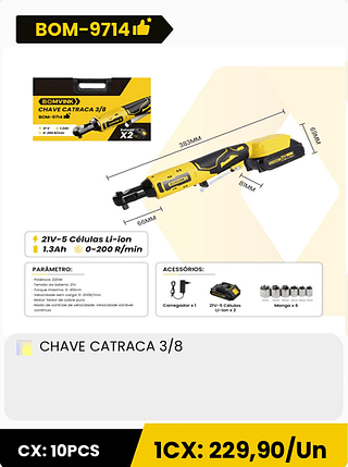 CHAVE CATRACA 3/8 CX: 10PCS 1CX: 229,90/Un