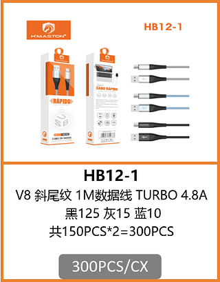 CABO V8 1M TURBO 4.8A 300PCS/CX R$:5,02