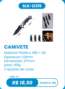 CANIVETE UNID. CX: R$ 18,50 PCS/CX: 120