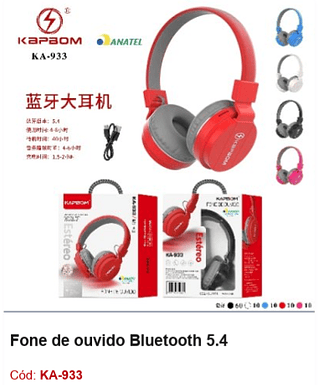 Fone de ouvido Bluetooth 5.4 R$21,6 PCS/CX:100