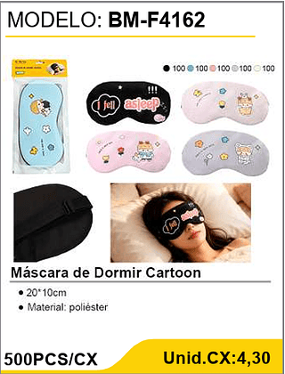 Mascara de Dormir Cartoon 500PCS/CX Unid.CX:4,30