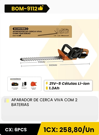 APARADOR DE CERCA VIVA COM 2 BATERIAS CX: 6PCS 1CX: 258,80/Un