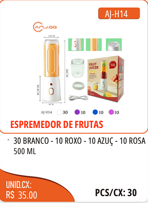 ESPREMEDOR DE FRUTAS 500 ML UNID.CX:RS 35.00 PCS/CX:30