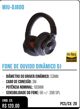 FONE DE OUVIDO DINÂMICO DJ UNID. CX: R$ 120.00 PCS/CX: 20