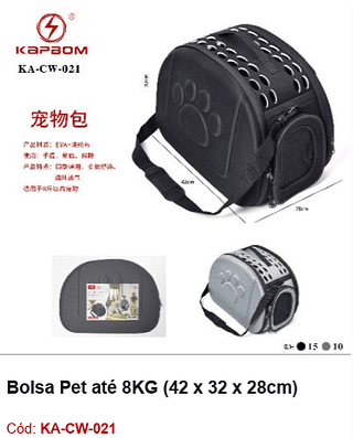 Bolsa Pet até 8KG (42 x 32 x 28cm) R$ 54 PCS/cx: 25