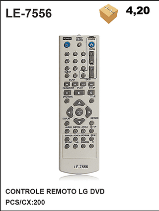 CONTROLE REMOTO LG DVD 200PÇ=4,2$