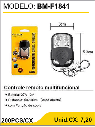 Controle remoto multifuncional 200PCS/CX Unid.CX: 7,20