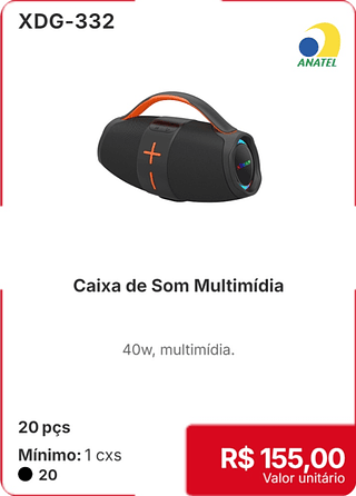 Caixa de Som Multimídia 20 pçs R$ 155.00