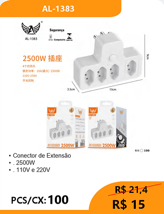 Conector de Extensão PCS/CX: 100 R$ 15
