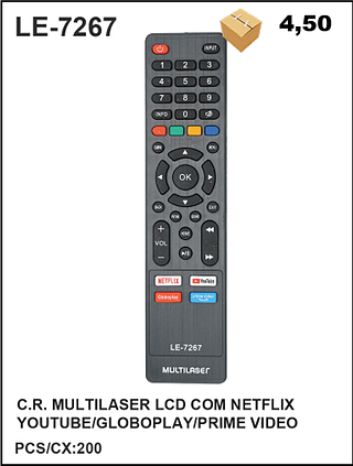 C.R. MULTILASER LCD COM NETFLIX YOUTUBE/GLOBOPLAY/PRIME VIDEO 200PÇ=4,5$
