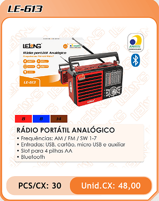 RÁDIO PORTÁTIL ANALÓGICO 30PÇ=48$