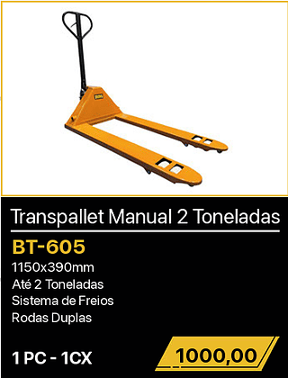 Transpallet Manual 2 Toneladas 1PC R$1000,00
