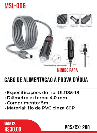 Cabo De Alimentação Á Prova D’água 200pç=30$