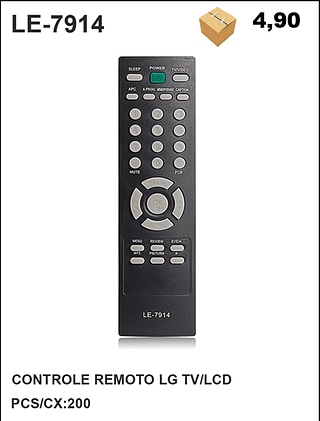 CONTROLE REMOTO LG TV/LCD 200PÇ=4,9$