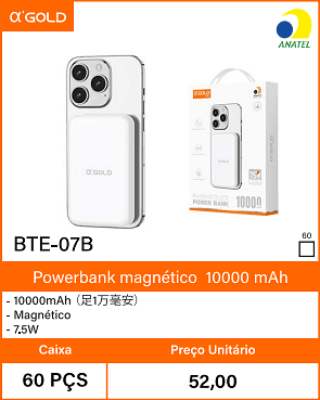 Powerbank magnetico 10000 mAh Caixa 60 PCS Preco Unitario 52,00