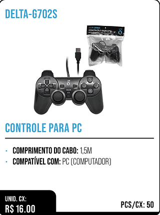 CONTROLE PARA PC UNID. CX: R$ 16.00 PCS/CX: 50