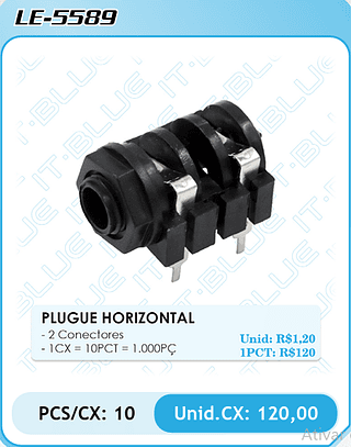PLUGUE HORIZONTAL PCS/CX: 10 Unid.CX: 120,00