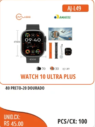 WATCH 10 ULTRA PLUS UNID.CX: RS 45.00 PCS/CX:100
