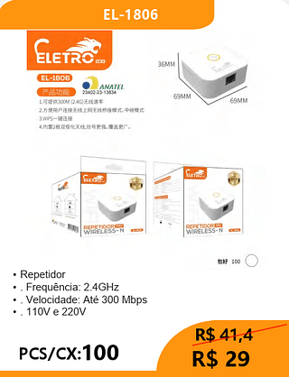 Repetidor PCS/CX:100 R$29