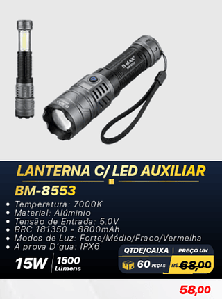 LANTERNA C/ LED AUXILIAR 60PÇS R$58,00