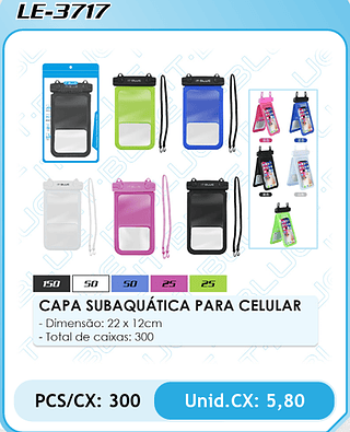 CAPA SUBAQUÁTICA PARA CELULAR PCS/CX: 300 Unid.CX: 5,80