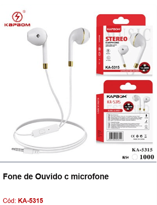 Fone de Ouvido c microfone R$2,25 PCS/cx:1000