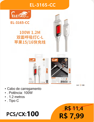 CABO TPC-TPC PCS/CX:100 R$7,99