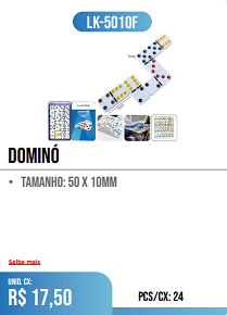 Dominó PCS/CX: 24 UNID. CX: r$ 17,50