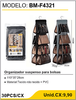 Organizador suspenso para bolsas 30PCS/CX Unid.CX:9,90